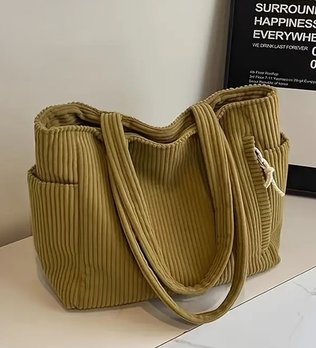 Tilda – Gerippte Tragetasche mit Kordel-Detail